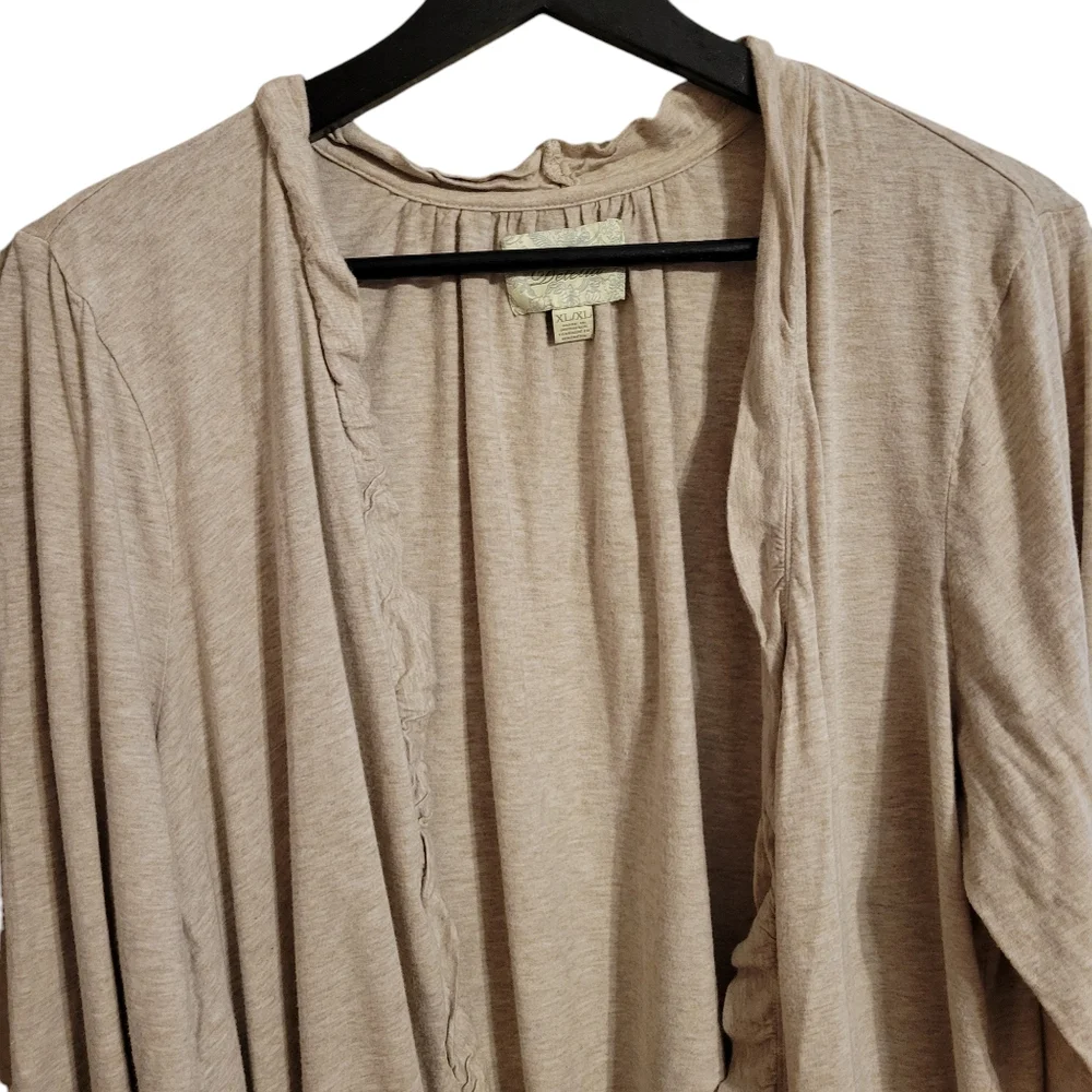 Deletta Anthropologie Ruffle Trim Open Cardigan